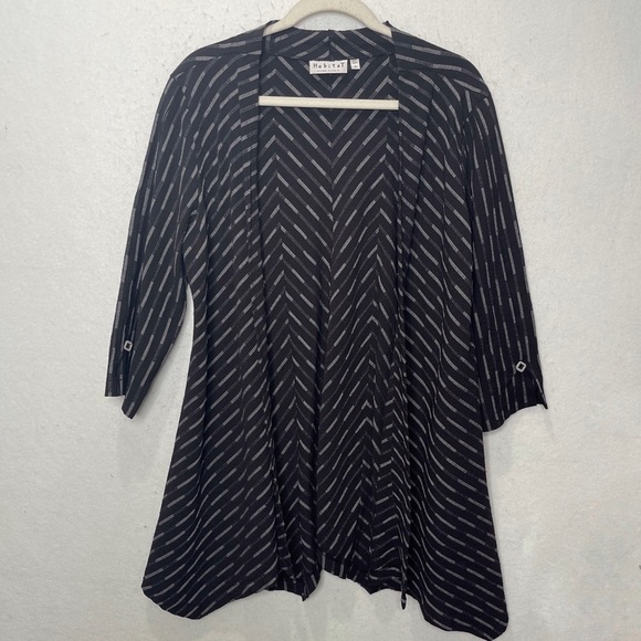 Habitat Crepe Open Shark Bite Long Blazer Cardigan Size Medium Artsy - Picture 1 of 6